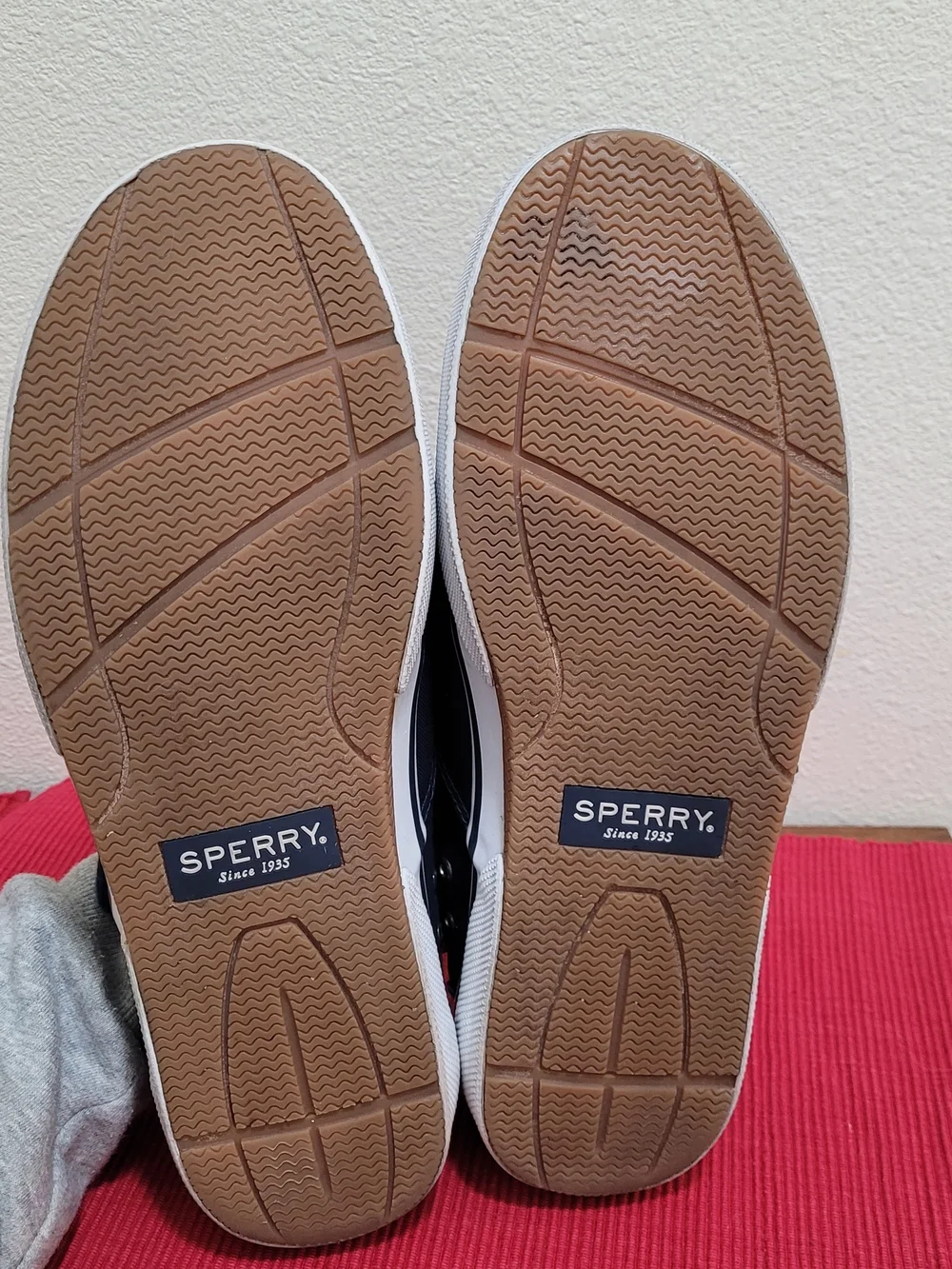 Sperry Navy Canvas Lace-Up Boat Shoes with White Sole, Memory Foam Insole